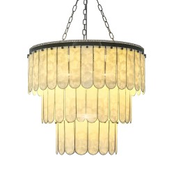 three-tiered scalloped capiz 3-light chandelier