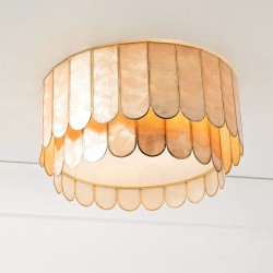 two-tiered scalloped capiz 3-light chandelier